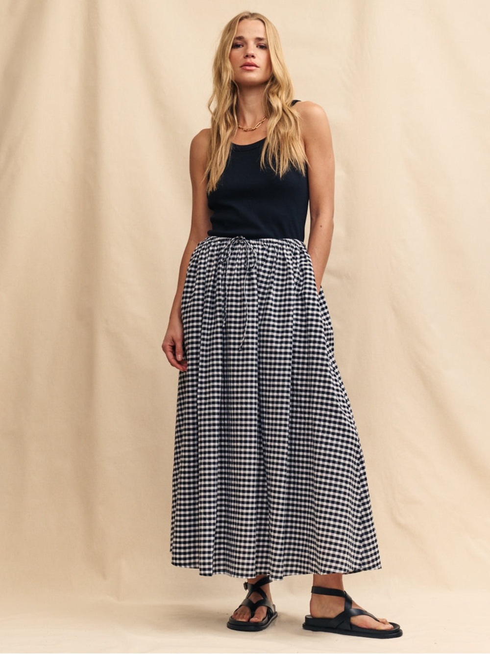 Nobody’s Child | Black Gingham Midi Skirt | 12